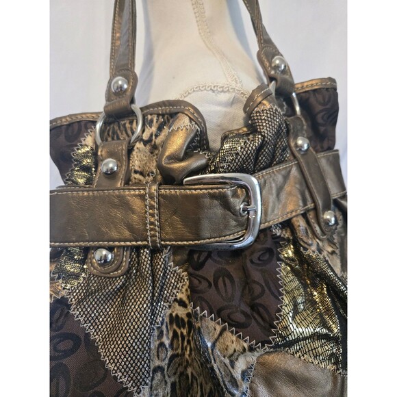 Y2k Mcbling Chateau Brown Patchwork Leopard Purse - Picture 4 of 9